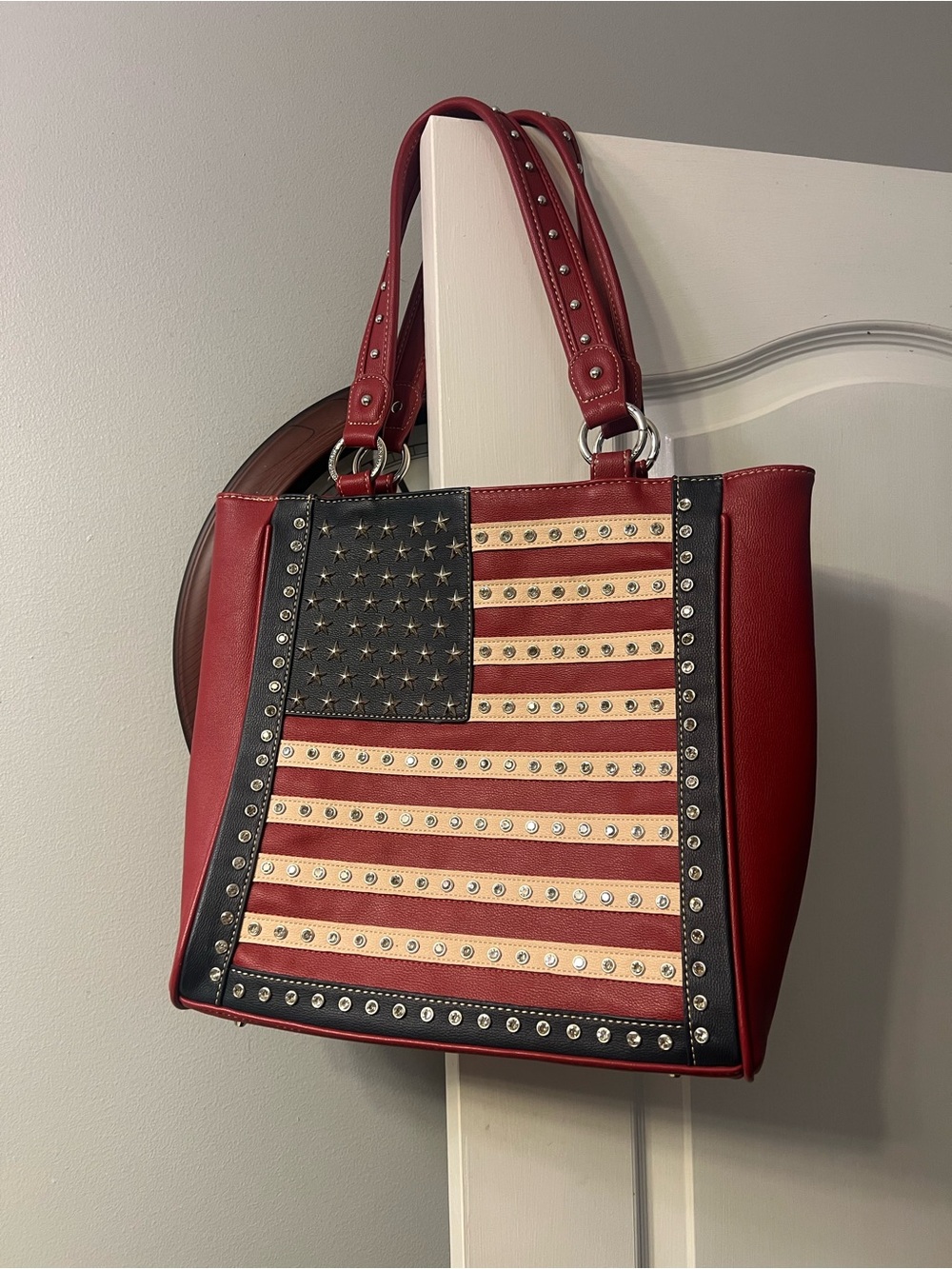 Montana West studded flag conceal carry tote